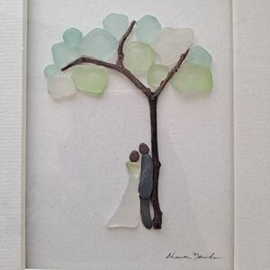 Sharon Nowlan Sea Glass Art Matted & Framed